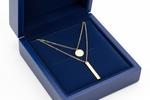 14K Gold Round Disc Bar Multi-Strand Necklace in Royal Blue Wooden Box