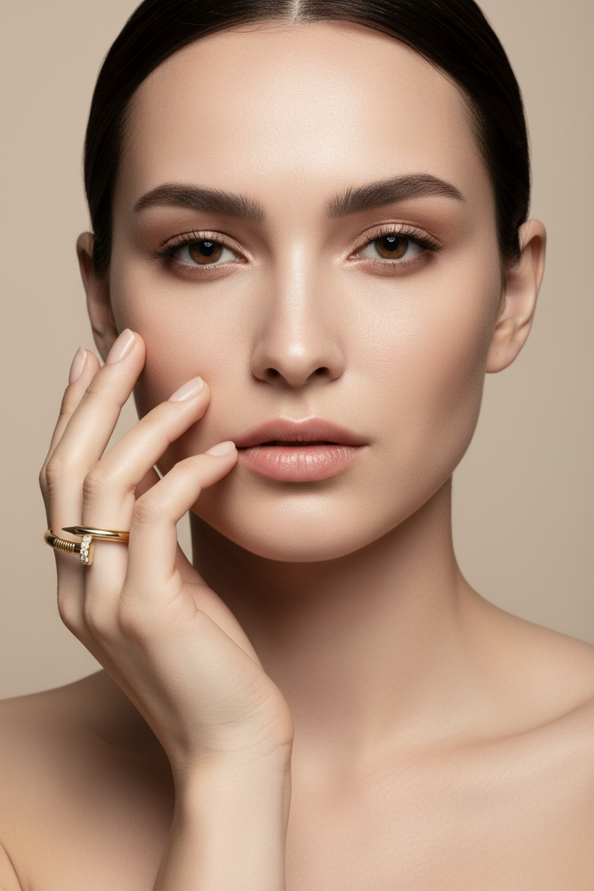 14k Gold Spiral Diamond Nail Ring on Full Face Model