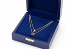 14K Gold XO Double Strand Necklace in Royal Blue Wooden Box