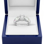 14k Lab-Grown Diamond Mother-of-Pearl Engagement Ring in Royal Blue Wooden Box