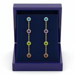 14K Multi Gemstone Dangle Earrings in Royal Blue Box