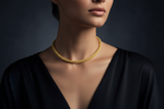 14k Solid Gold Byzantine Mesh Chain Necklace on Model