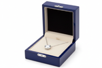 14k Solid Gold Round Diamond Solitaire Necklace in Royal Blue Wooden Box