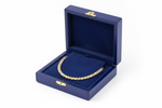 14k Two-Tone Gold Regency Braid Necklace in Royal Blue Wooden Box