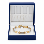 14k Two-Tone Gold Round Circle Bracelet in Royal Blue Wooden Box