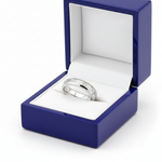 14k White Gold Diamond Milligrain Wedding Band in Royal Blue Wooden Box
