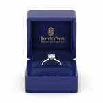 14K White Gold Diamond Solitaire Ring in Royal Blue JewelryNest Box