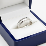 14k White Gold Dome Milligrain Wedding Band in Royal Blue Wooden Box