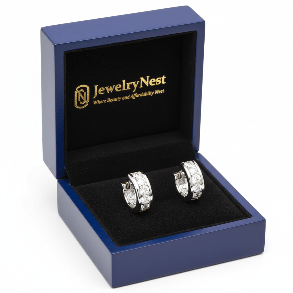 14k Solid Gold Round Diamond Huggies Earring (0.80.ct.tw) - JewelryNest LLC