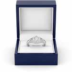 14k White Gold Vintage Diamond Engagement Ring in Royal Blue Wooden Box