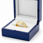 14k Yellow Gold Diamond Milligrain Wedding Band in Royal Blue Wooden Box