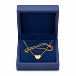 14k Yellow Gold Mini Diamond Heart Necklace in Royal Blue Box