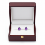 Amethyst Stud Earrings in Box
