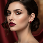 Ruby Bezel Stud Earrings on Face