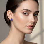Iolite Bezel Stud Earrings on Face