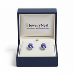 Iolite Bezel Stud Earrings in Box with Logo