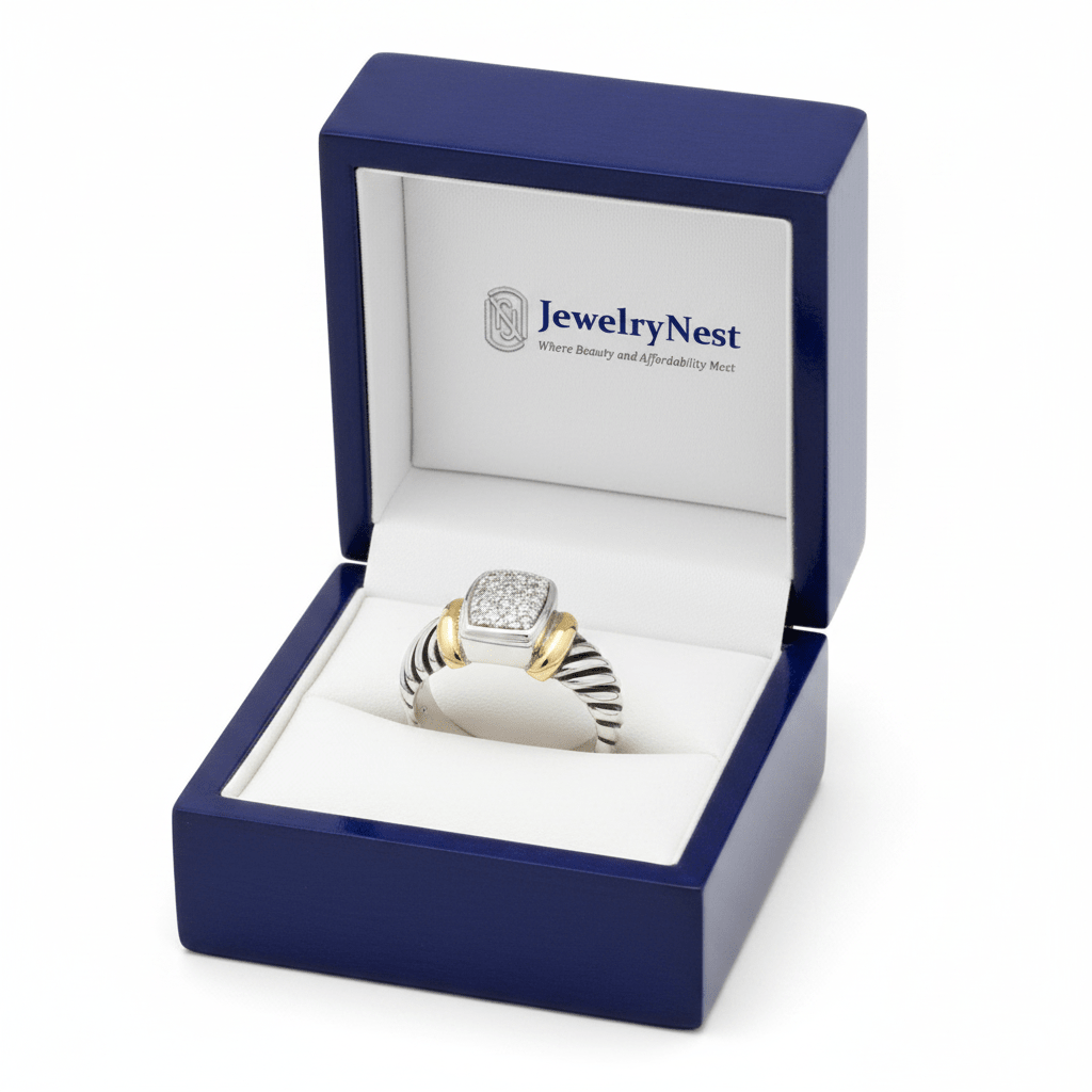 18K Gold & Sterling Silver Diamond Cluster Ring (0.15 ct tw) - JewelryNest LLC