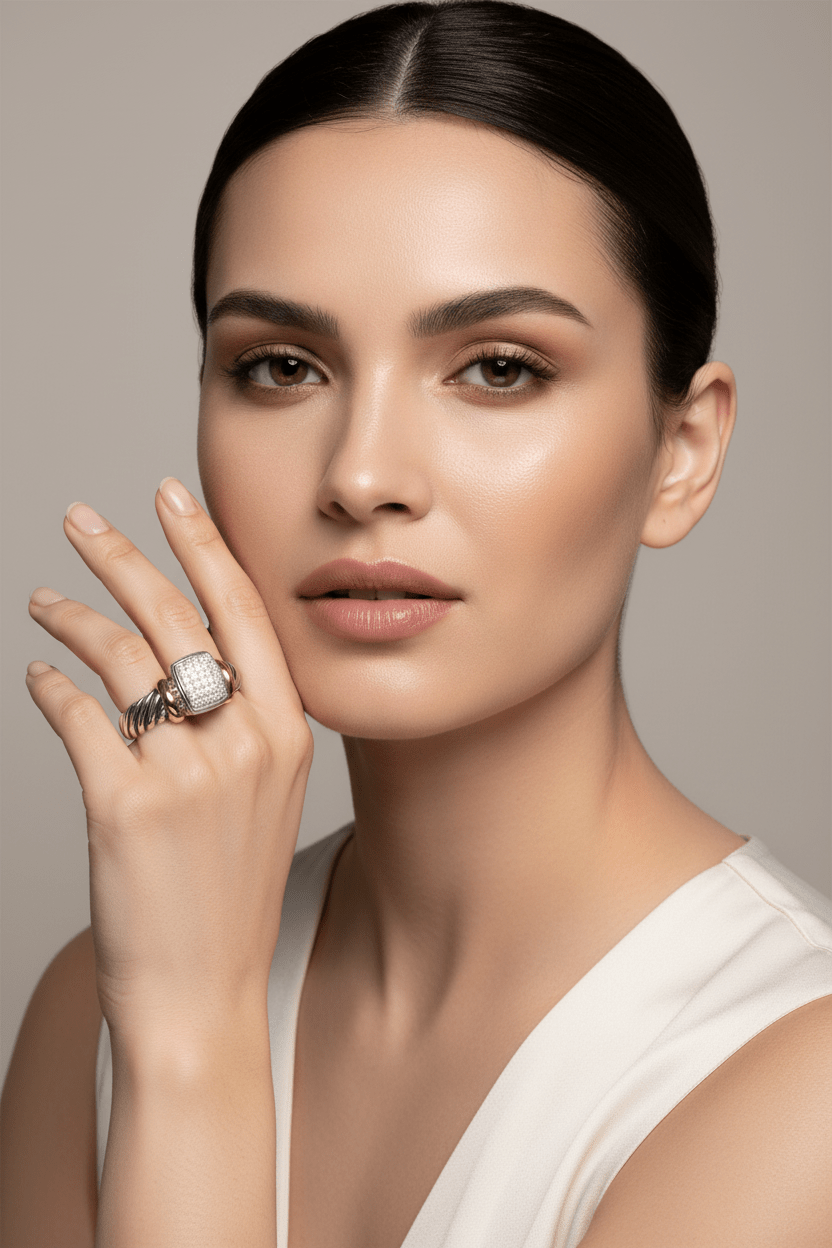 18K Gold & Sterling Silver Diamond Cluster Ring (0.15 ct tw) - JewelryNest LLC