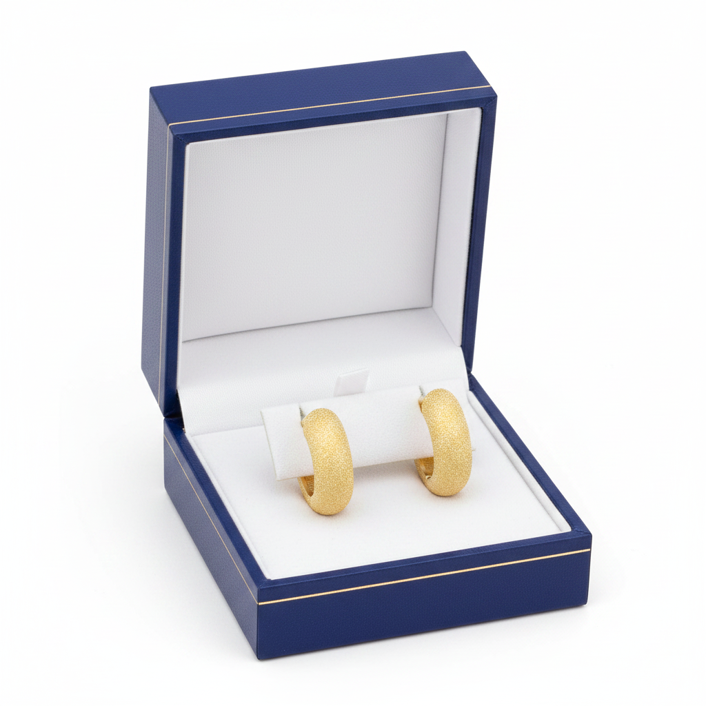 18k Sandblast Huggie Earrings in Royal Blue Box
