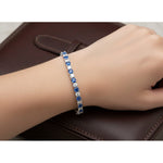 14k Gold Round Diamond Sapphire Tennis Bracelet (4.0.cts.tw) - JewelryNest