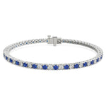 14k Gold Round Diamond Sapphire Tennis Bracelet (4.0.cts.tw) - JewelryNest