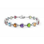 14K gold heart-shaped gemstone bracelet with 9.0 cts tw, featuring colorful gemstones on a elegant jewelry bracelet.