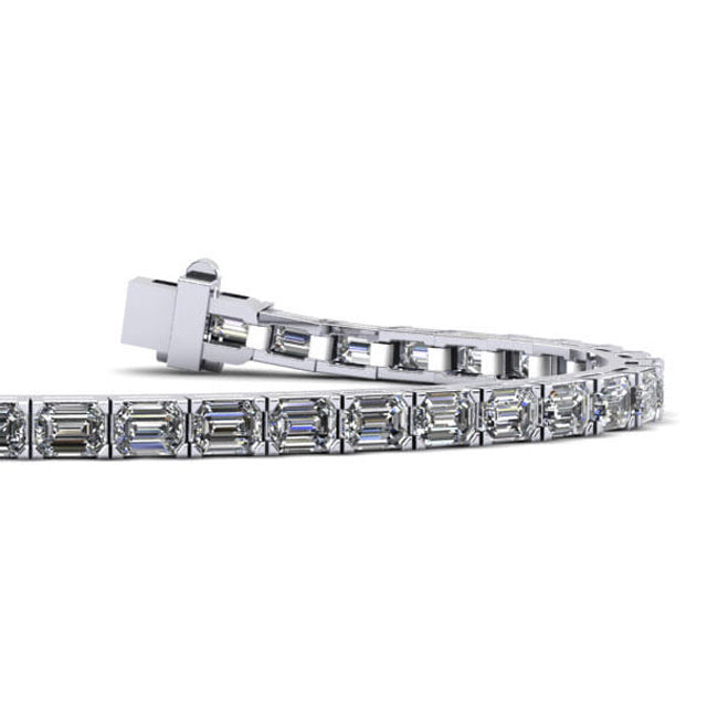 Diamond bracelet with baguette-cut stones on a white background