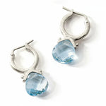 14k gold tear-drop Swiss Blue checkerboard briolette earrings with 5.0 carats from JewelryNest, shown in close-up image.