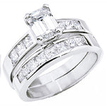 14k gold emerald cut diamond bridal wedding band set with 1.90 carats total weight, featuring elegant diamond bands from JewelryNest.