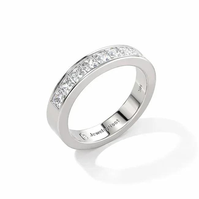 14k gold emerald cut diamond wedding band set with 1.90 carats total for bridal jewelry by JewelryNest