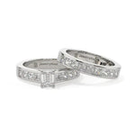 14k gold emerald cut diamond bridal wedding band set with 1.90 carats total from JewelryNest, showing detailed design and sparkling diamonds.