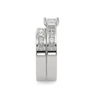 14k gold emerald cut diamond wedding band set with 1.90 carats total from JewelryNest, featuring sparkling diamond accents.