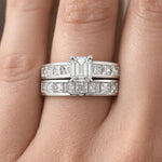 14k gold emerald cut diamond bridal set bands with sparkling diamonds, showcasing elegant wedding jewelry from JewelryNest.