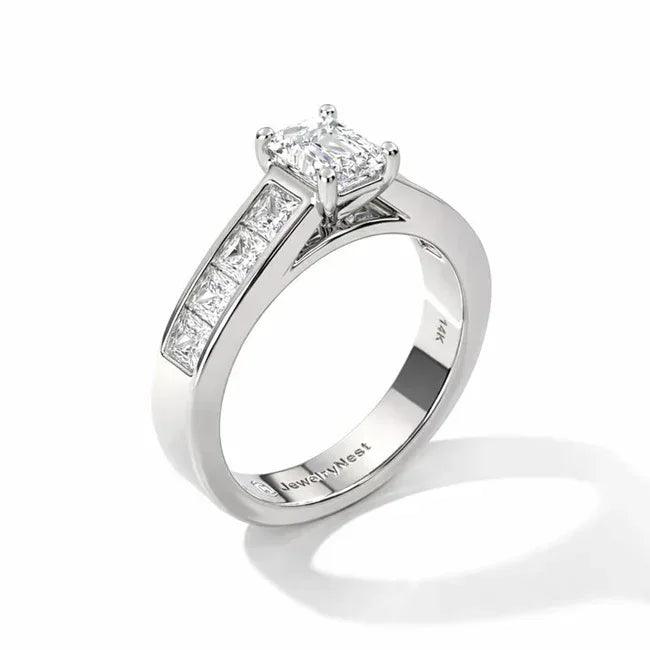 14k gold emerald cut diamond bridal wedding band set with 1.90 carats total from JewelryNest, showcasing sparkling diamonds and elegant design.
