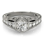14k lab-grown vintage style diamond engagement ring with 1.50 carats tw, featuring intricate design and sparkling diamonds.