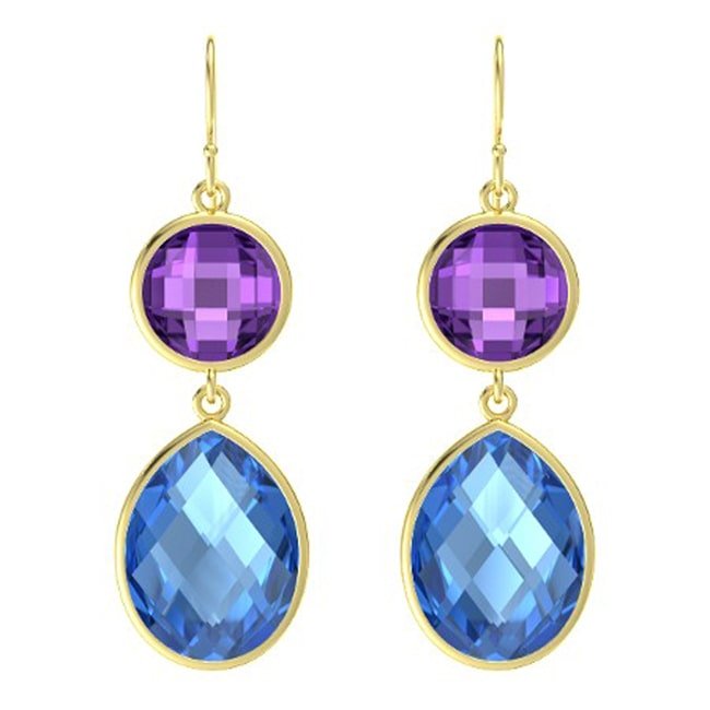 14k Gold Rose Cut Gemstone Drop Earrings (29.0 cts.tw) - JewelryNest