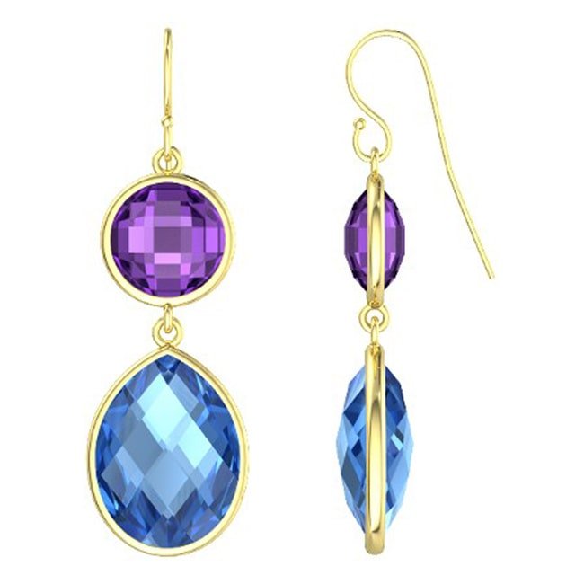 14k Gold Rose Cut Gemstone Drop Earrings (29.0 cts.tw) - JewelryNest