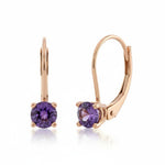 14k gold round amethyst European back earring with 0.50 ct tw, featuring a vibrant purple gemstone and elegant jewelry design.