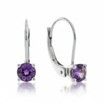 14k gold round amethyst European back earring with 0.50 ct tw, featuring a polished purple gemstone set in a delicate jewelry design