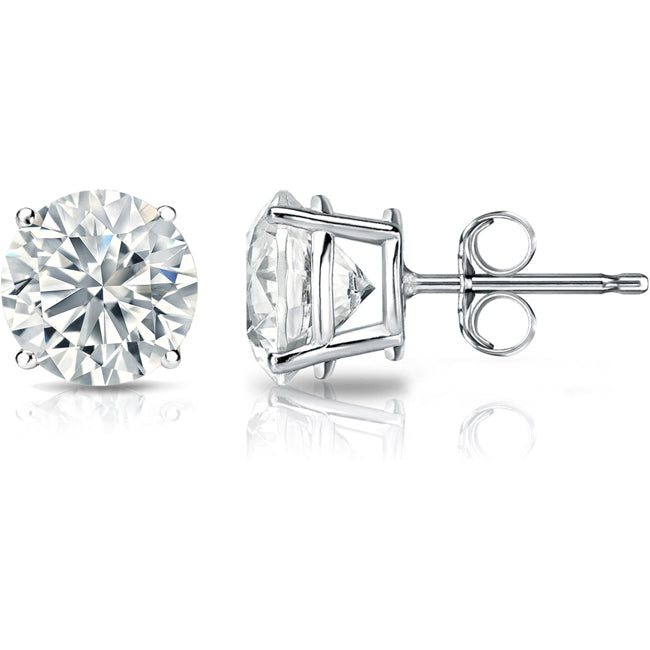 Diamond stud earrings on a white background