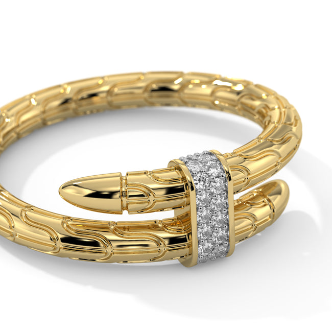 Gold spear with diamond accents on a white background