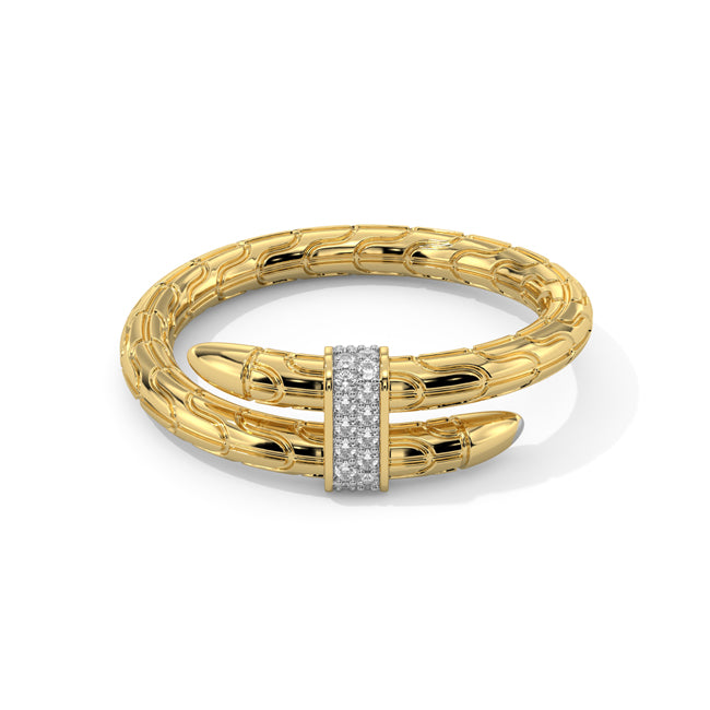 Gold spear with diamond accents on a white background