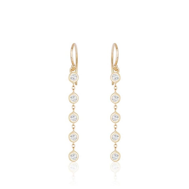 14K Vertical Round Bezel Set Diamond Dangle Earring (0.50.ct.tw)