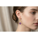 14k gold heart-shaped amethyst dangle earrings with 2.28 cts.tw, featuring elegant gemstone drops from JewelryNest.