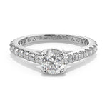 Diamond ring with 'JewelryWest' engraving on a white background