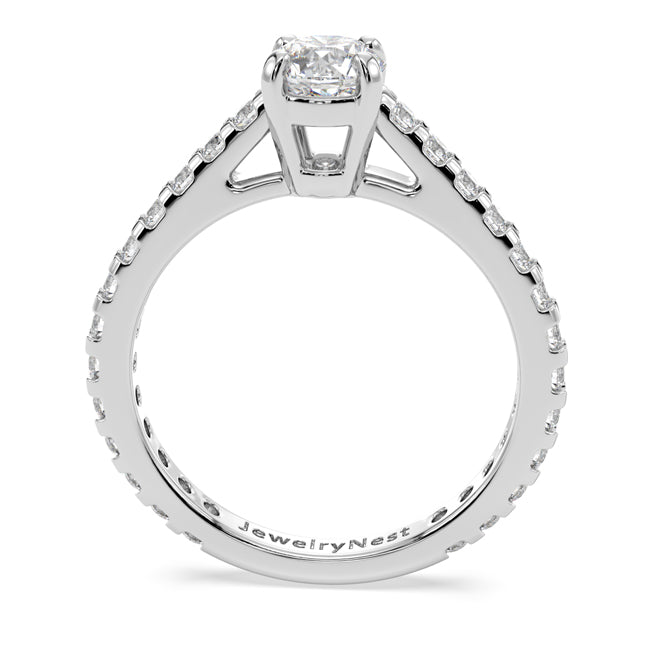 Diamond ring with 'JewelryNest' branding on a white background