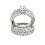 14k gold round diamond bridal wedding band set with 1.95 carats total from JewelryNest, featuring sparkling diamond details.