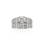 Diamond ring bridal set on a white background