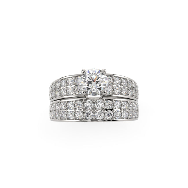 Diamond ring bridal set on a white background