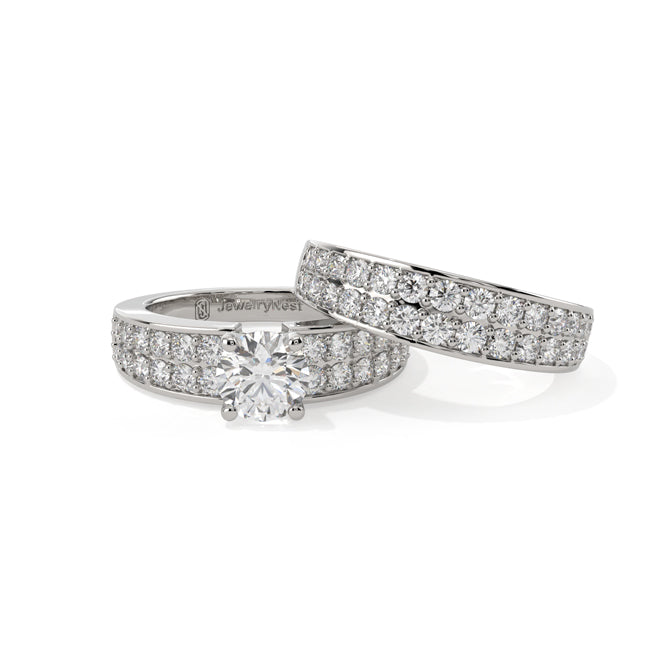 Two diamond rings on a white background
